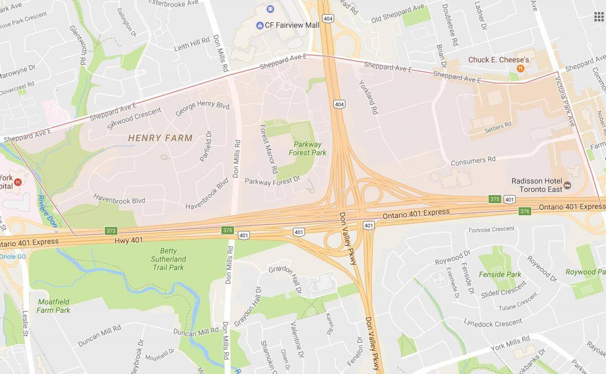 Mapa de Henry Granja barri de Toronto