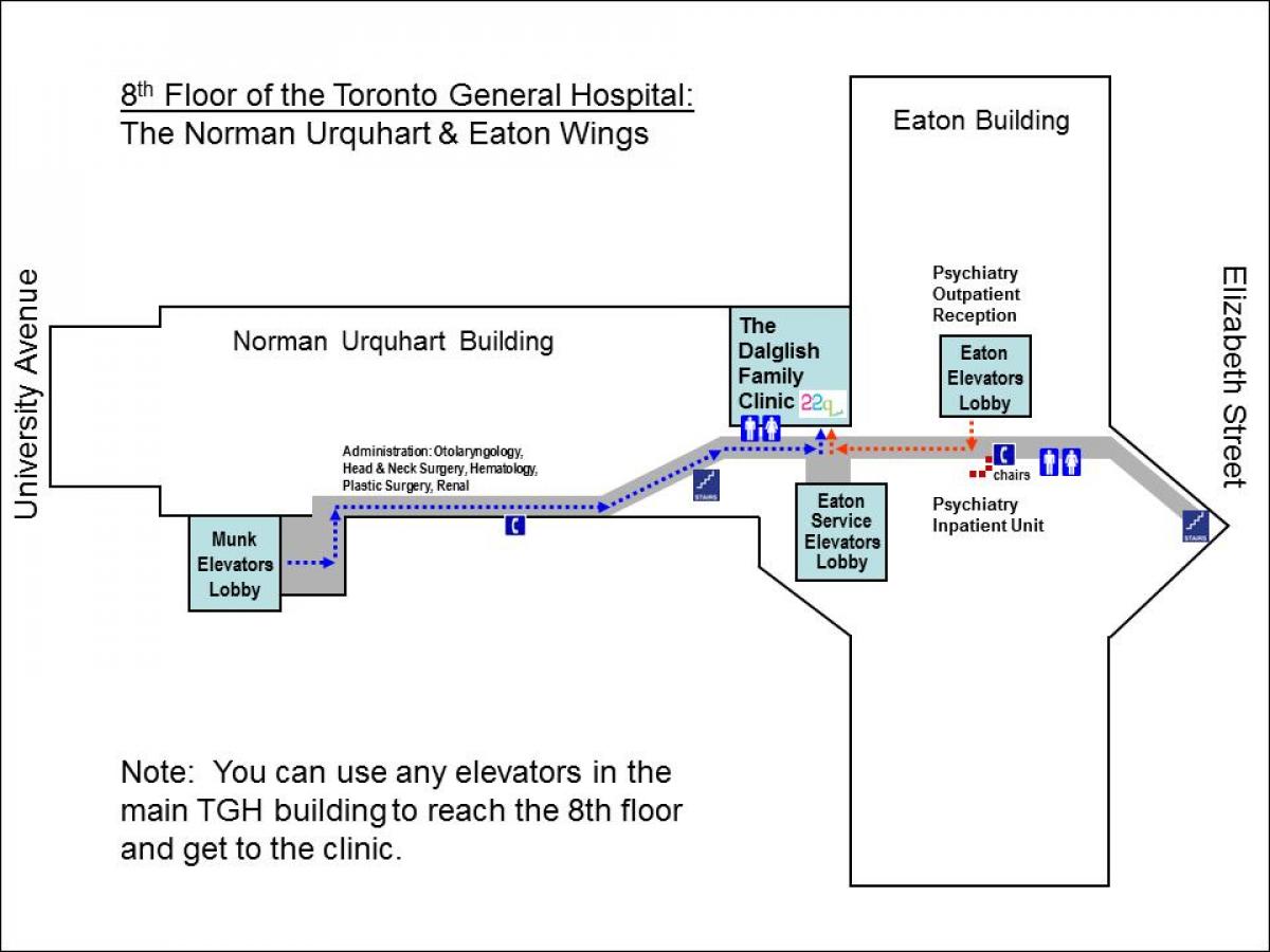 Mapa de l'Hospital General de la 8 ª planta de Toronto
