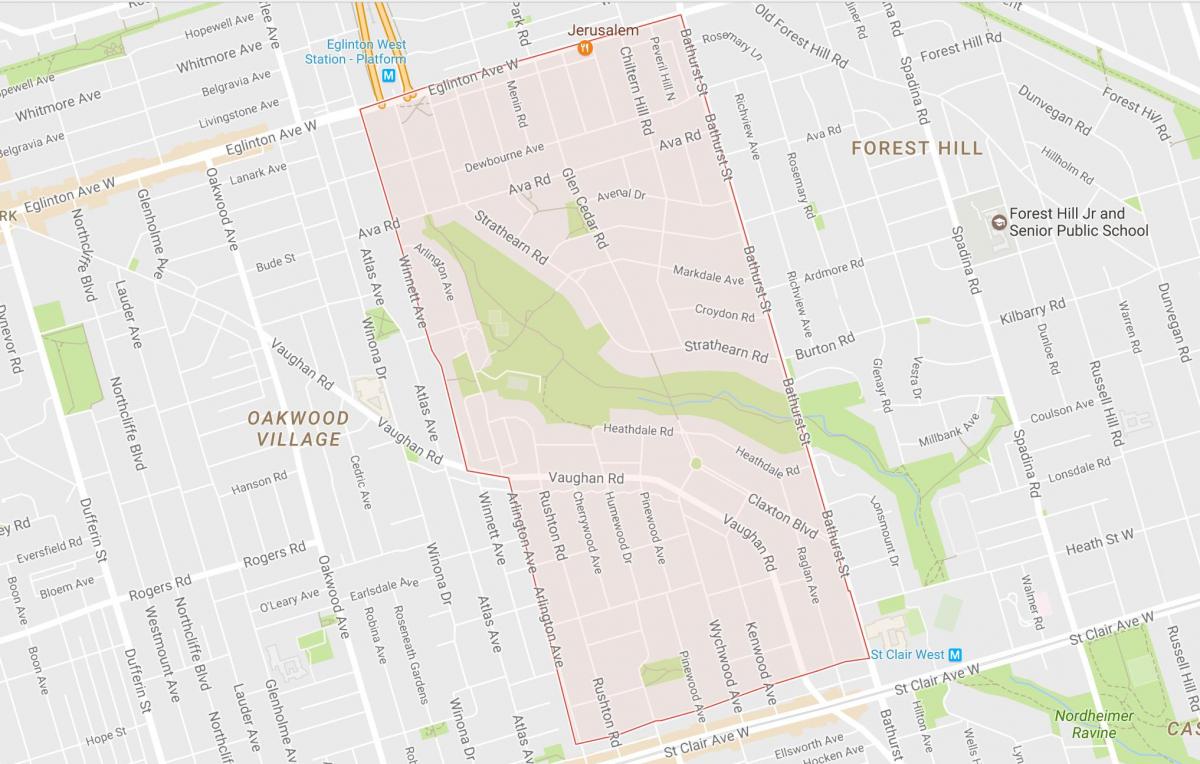 Mapa de Humewood–Cedarvale barri de Toronto