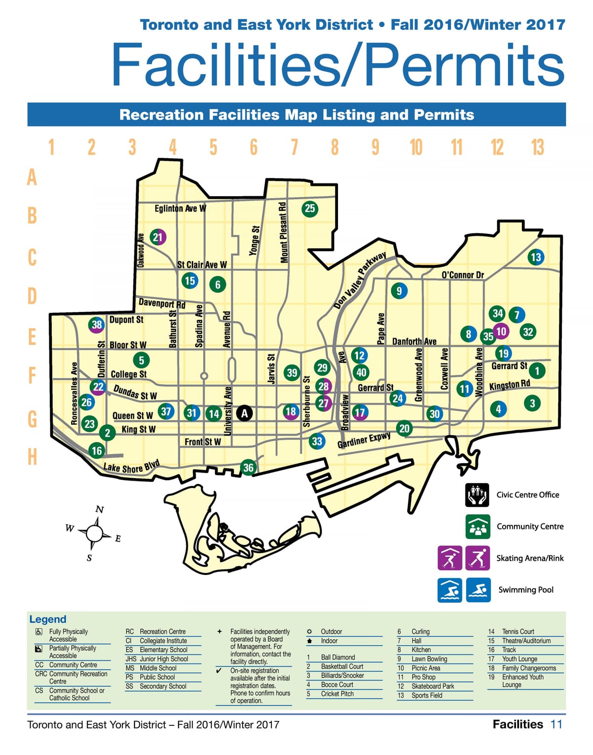 Mapa d'instal·lacions recreació de Toronto