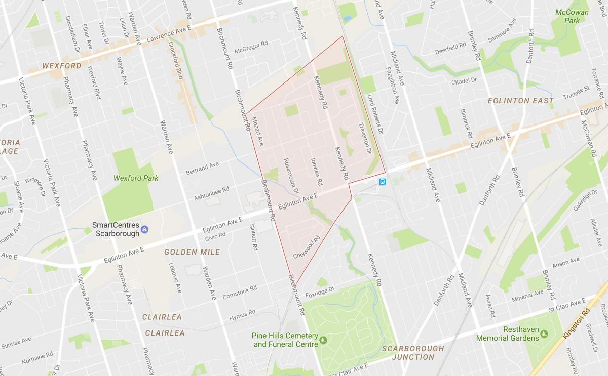 Mapa de Ionview barri de Toronto