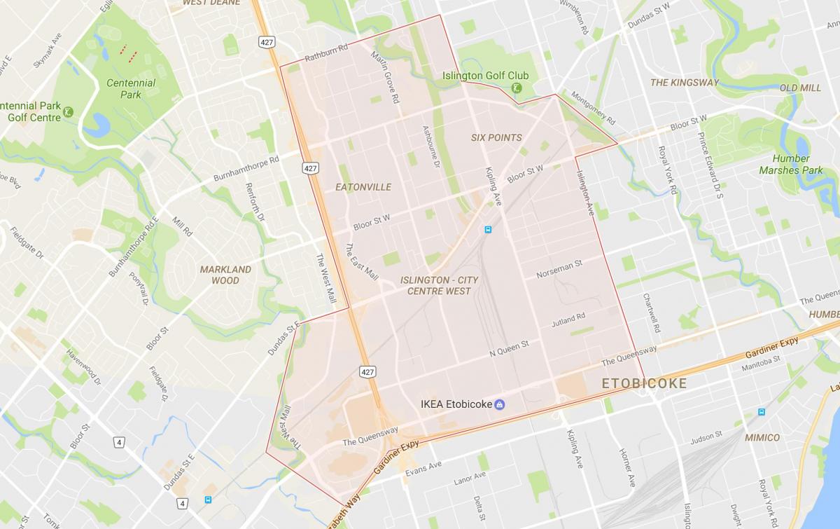 Mapa de luxe per connectar capitals)-Centre Oest del barri de Toronto
