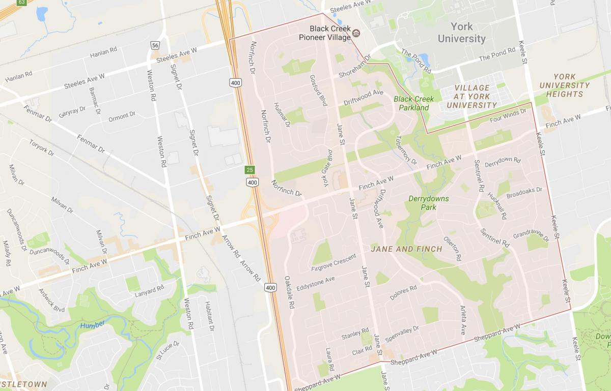 Mapa de Jane i Finch barri de Toronto