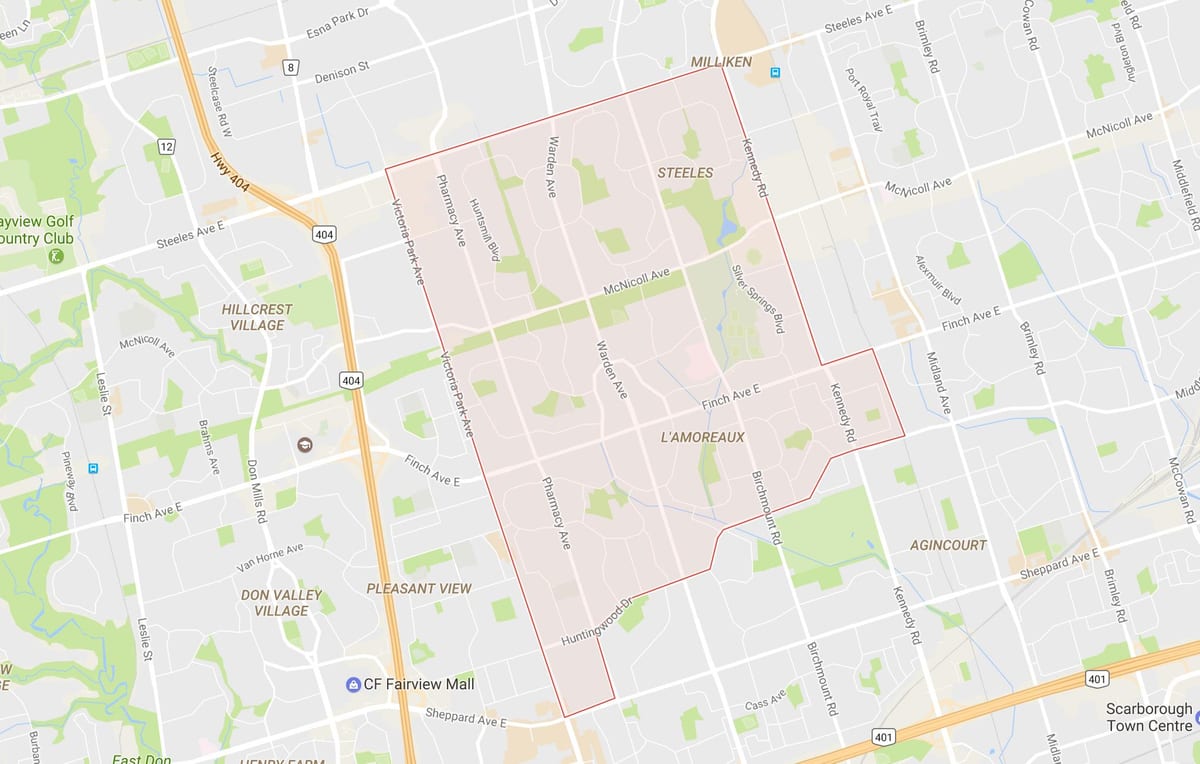 Mapa de L''Amoreaux barri de Toronto