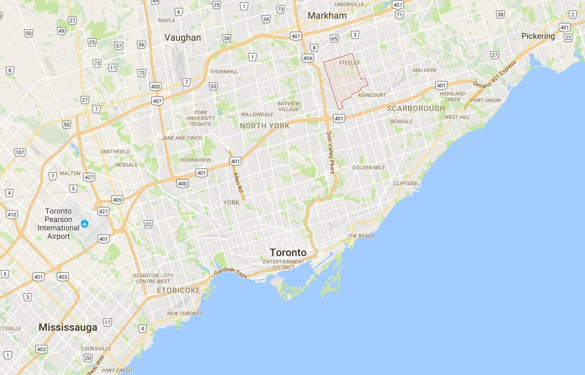 Mapa de L''Amoreaux districte de Toronto