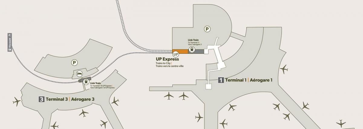 Mapa de l'aeroport de Pearson estació de tren