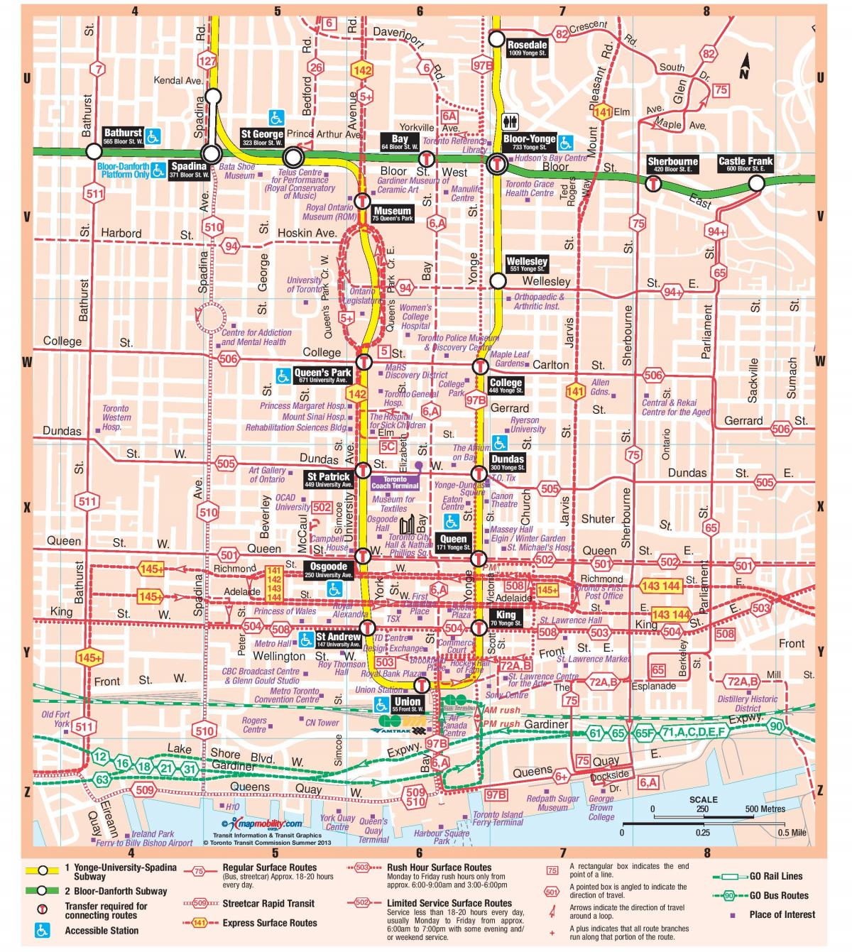 Mapa de l'estació de Metro del centre de Toronto