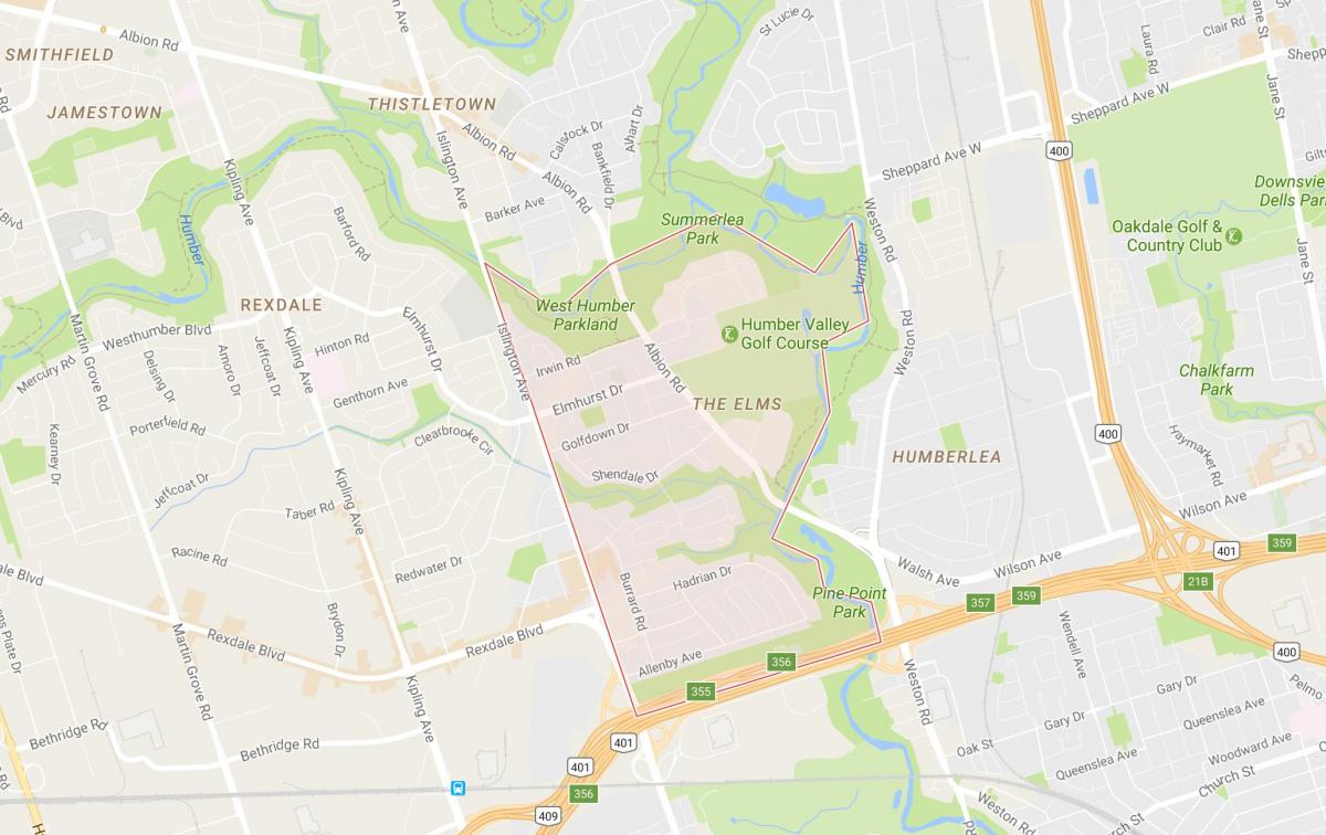 Mapa de La Oms barri de Toronto