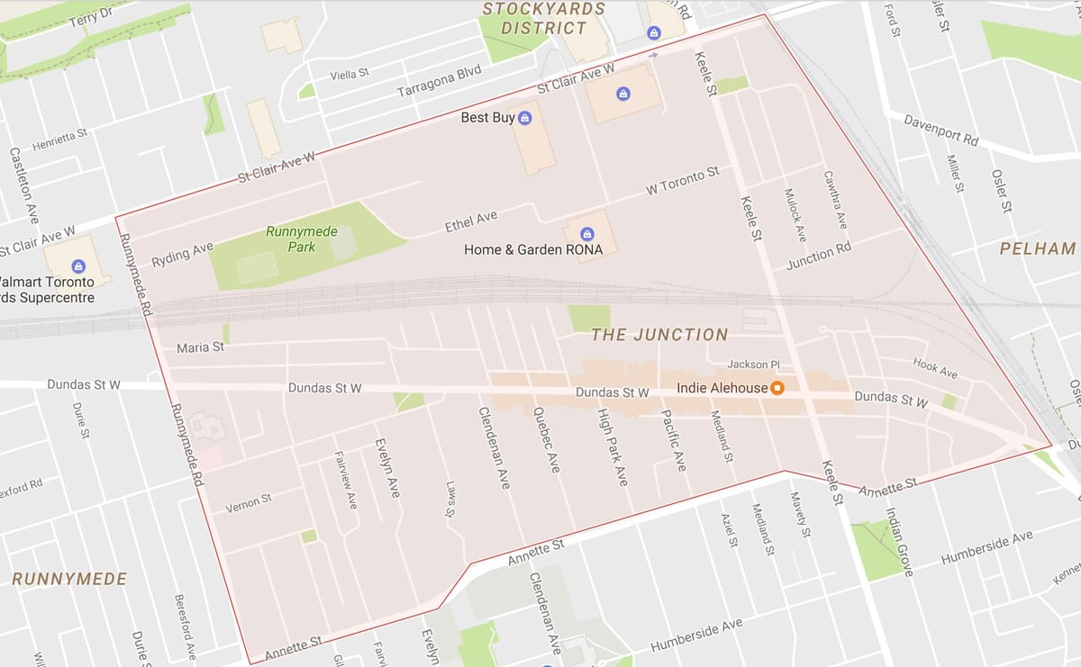 Mapa de La Cruïlla entre el barri de Toronto