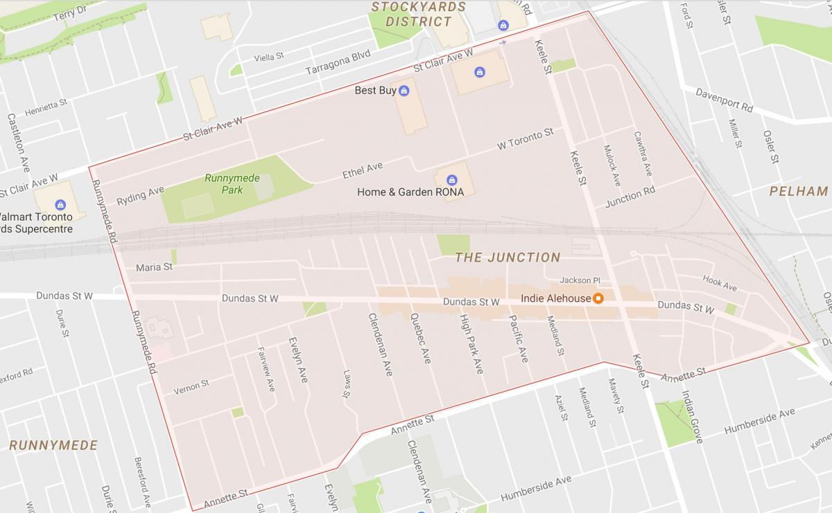 Mapa de La Cruïlla entre el barri de Toronto
