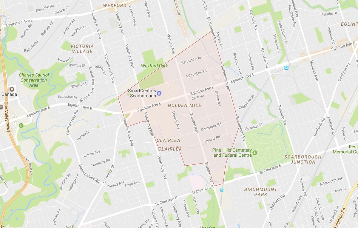Mapa de la Milla d'Or barri de Toronto