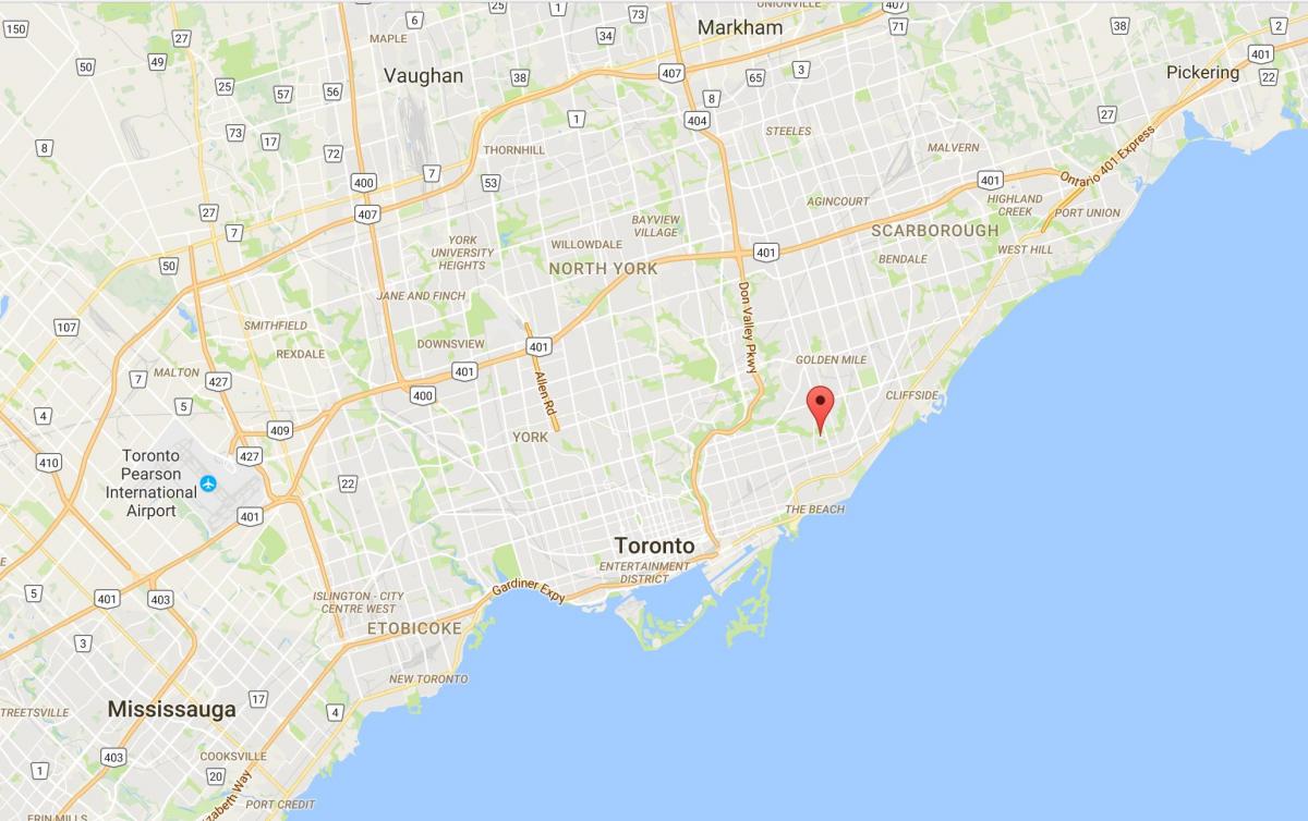 Mapa de la mitja lluna a la Ciutat de districte de Toronto