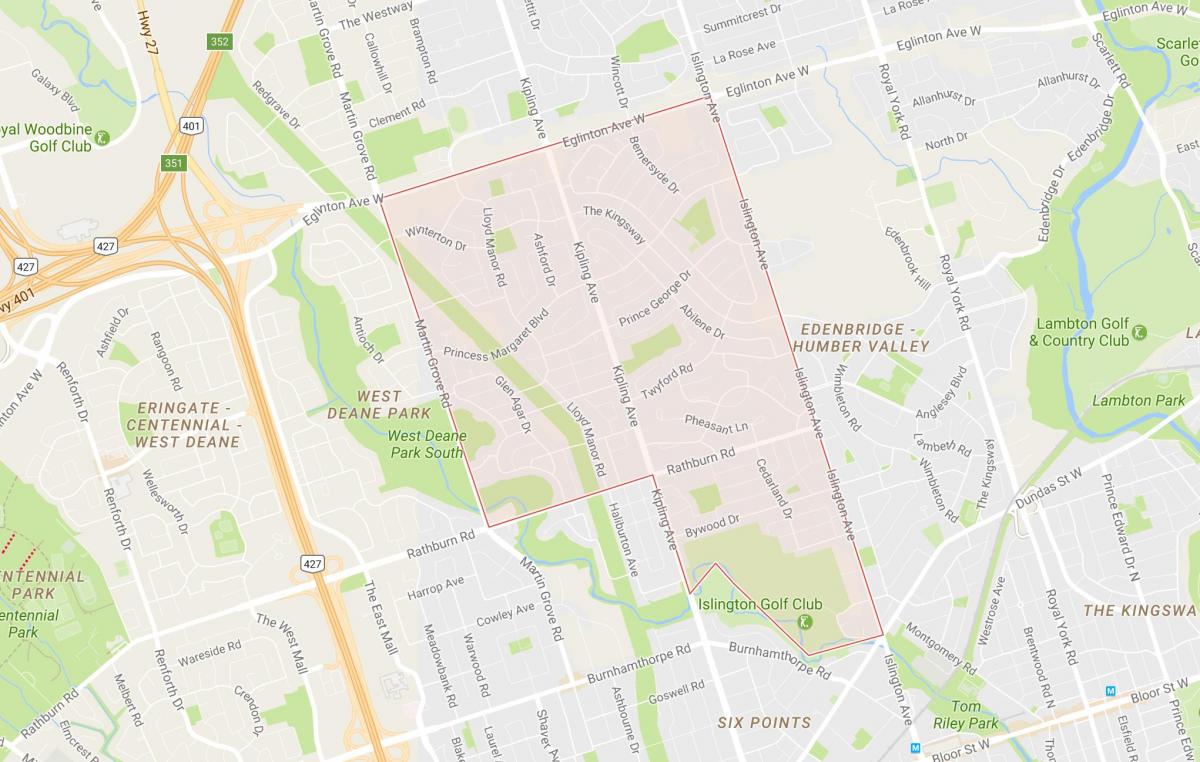 Mapa de la Princesa Jardins de barri de Toronto