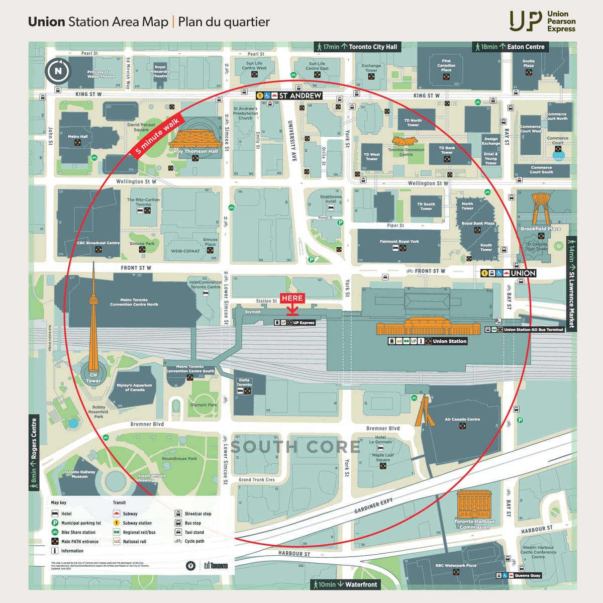 Mapa de la Unió de l'estació de Toronto
