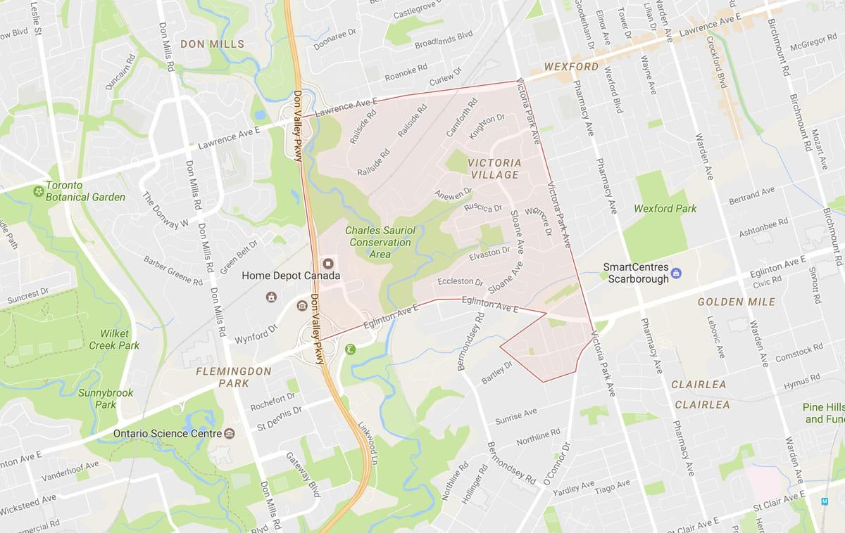 Mapa de la Victòria, Poble, barri de Toronto