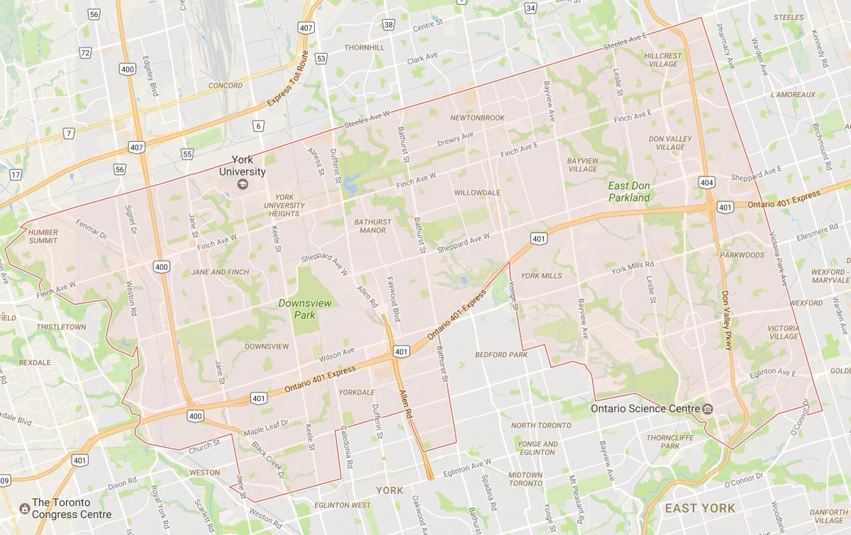 Mapa de la zona Alta de Toronto barri de Toronto