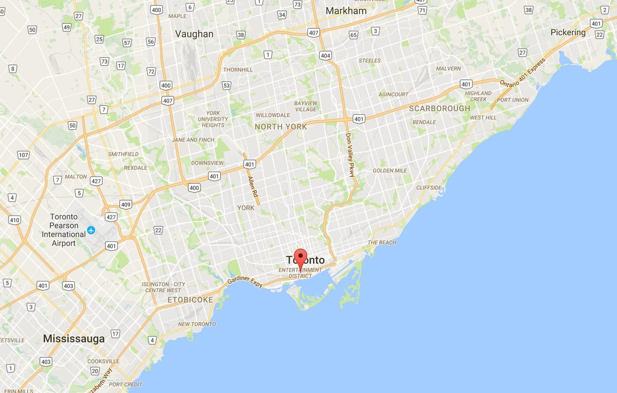 Mapa de La zona d'Oci del districte de Toronto