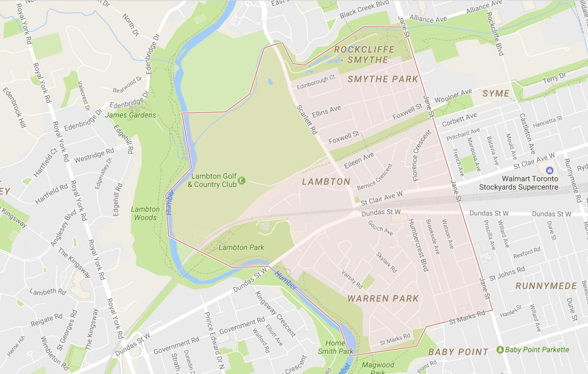 Mapa de Lambton barri de Toronto