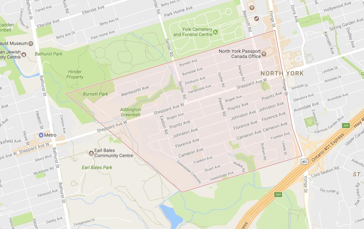 Mapa de Lansing barri de Toronto