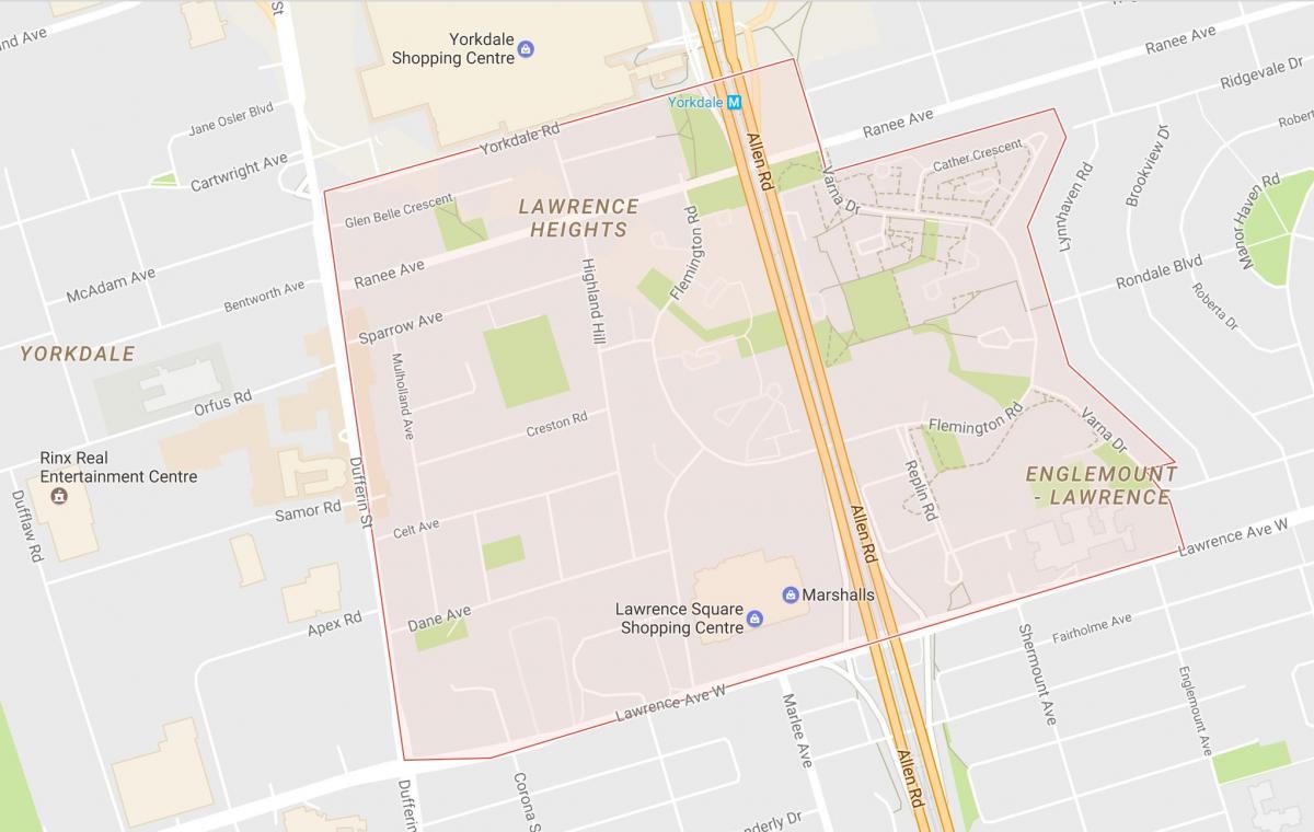Mapa de Lawrence Altures barri de Toronto