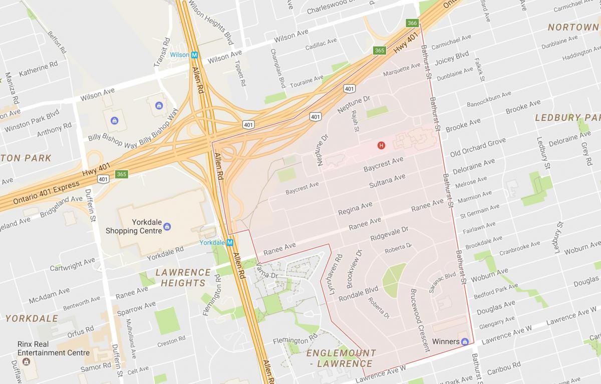 Mapa de Lawrence Senyorial del barri de Toronto