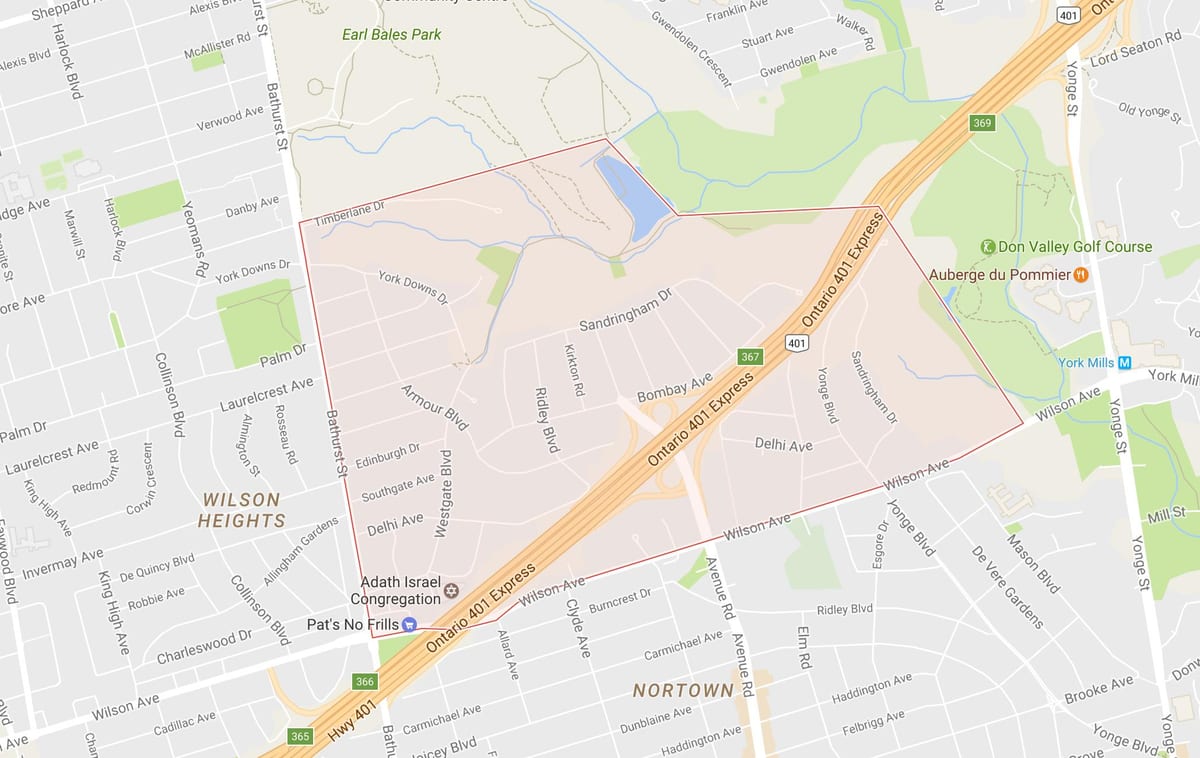 Mapa de les Armadures Altures barri de Toronto