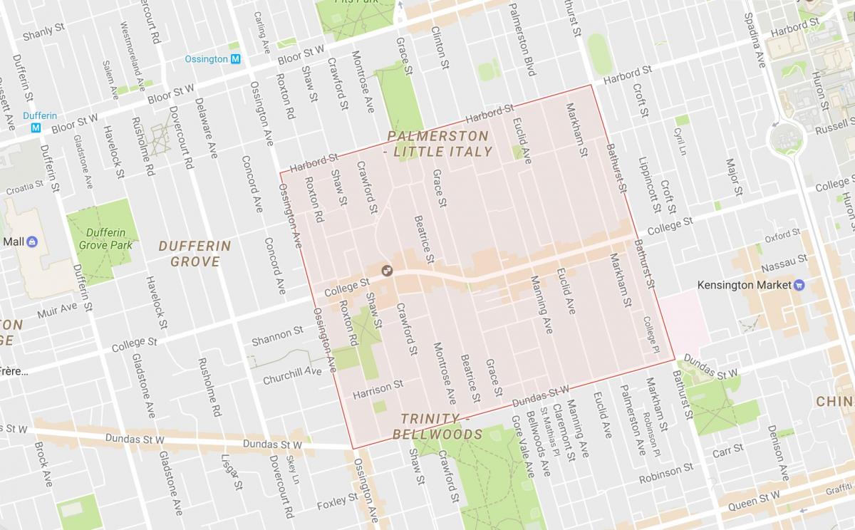 Mapa de Little Italy barri de Toronto