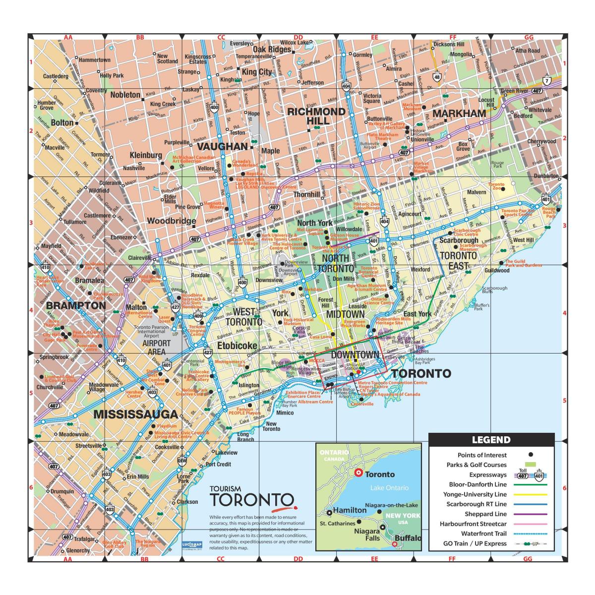 Mapa de major àrea de Toronto