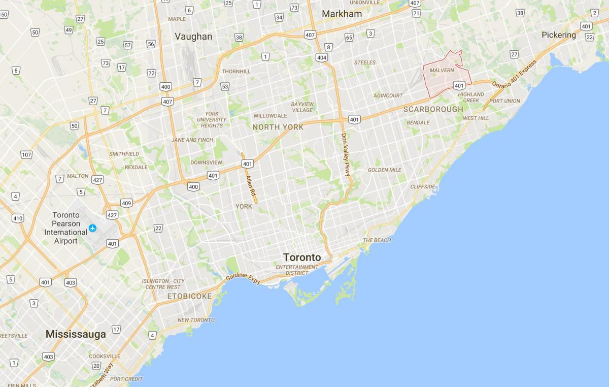 Mapa de Malvern districte de Toronto