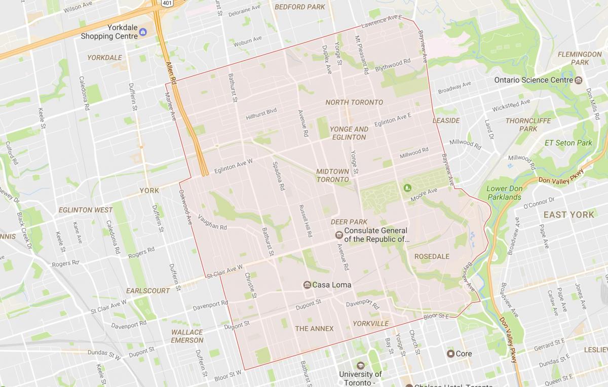 Mapa de Midtown barri de Toronto