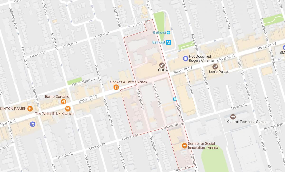 Mapa de Mirvish Poble, barri de Toronto
