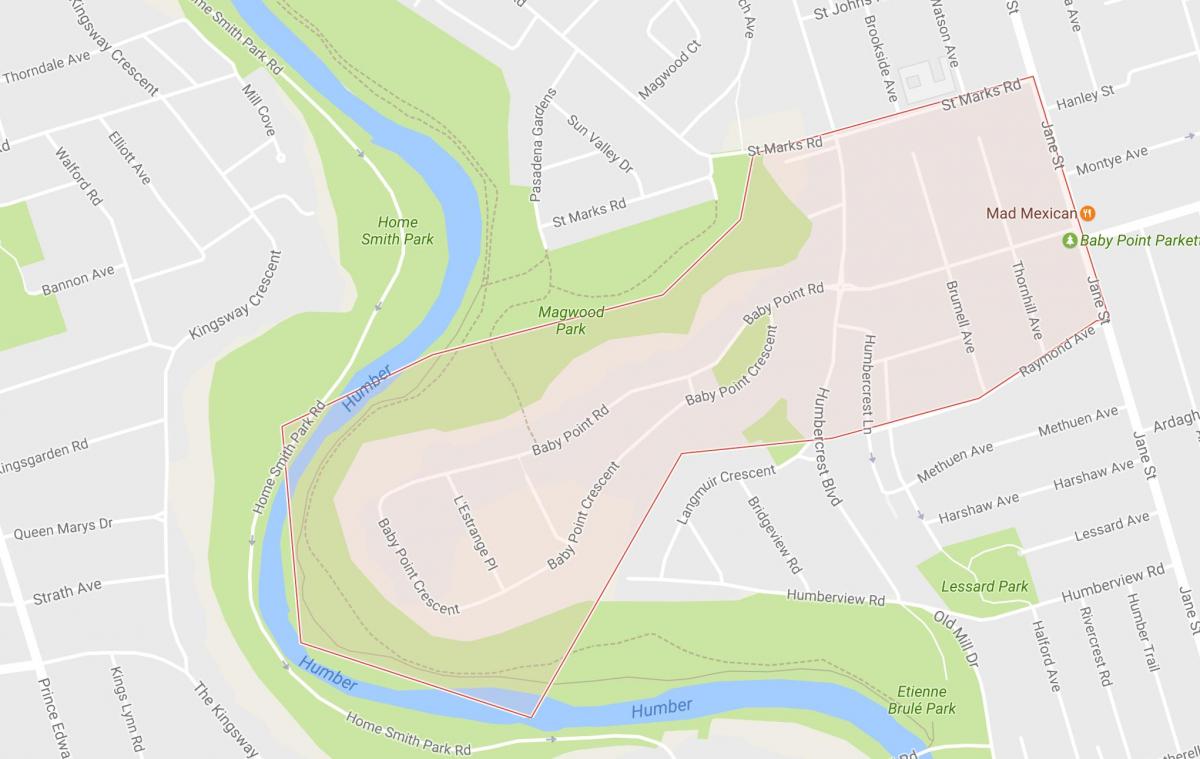 Mapa de Nadó Punt barri de Toronto