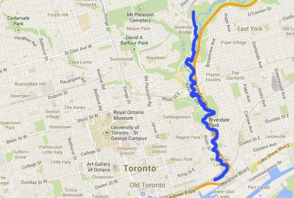Mapa de Don riu Toronto