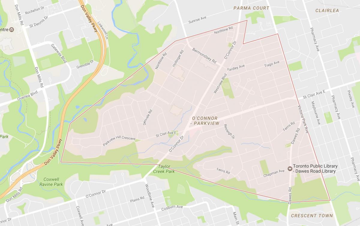 Mapa de O'Connor–parkview es barri de Toronto