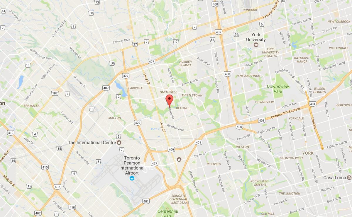 Mapa de l'Oest Humber-Clairville barri de Toronto
