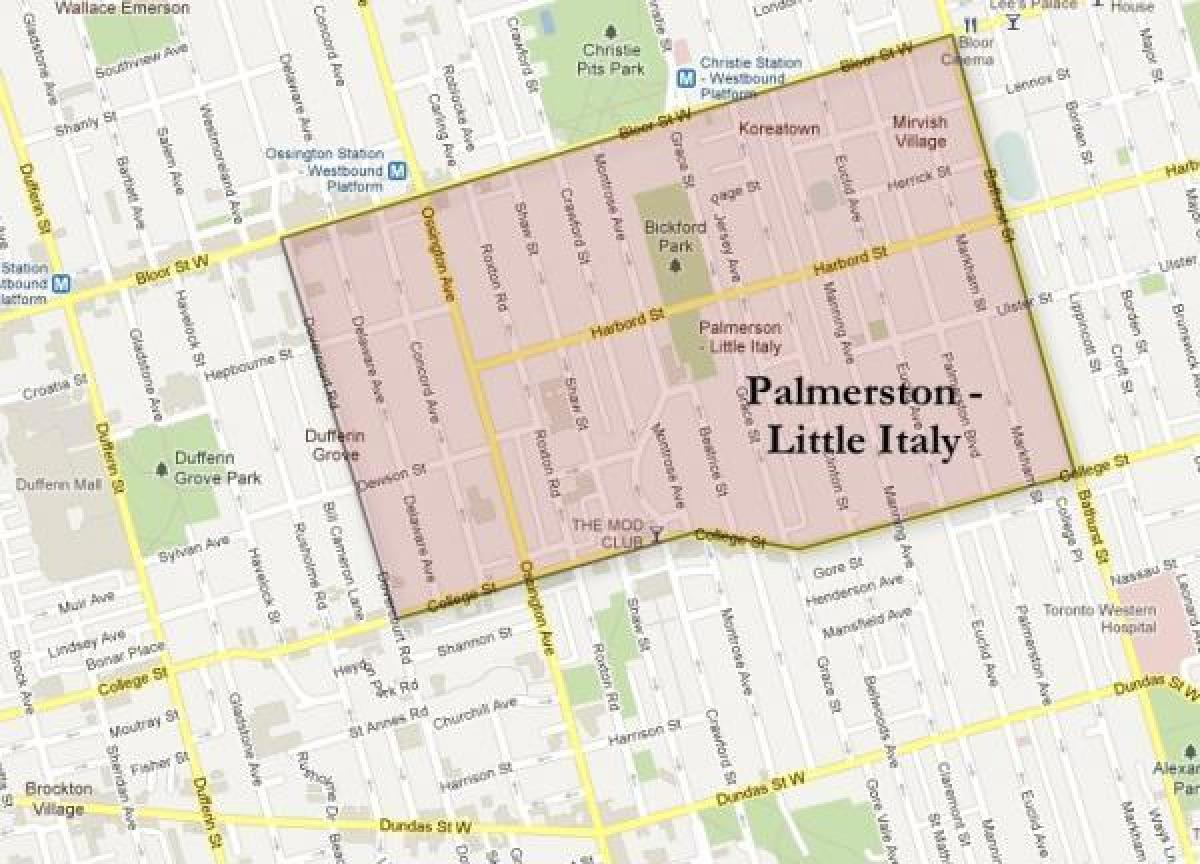 Mapa de Palmerston little Italy de Toronto