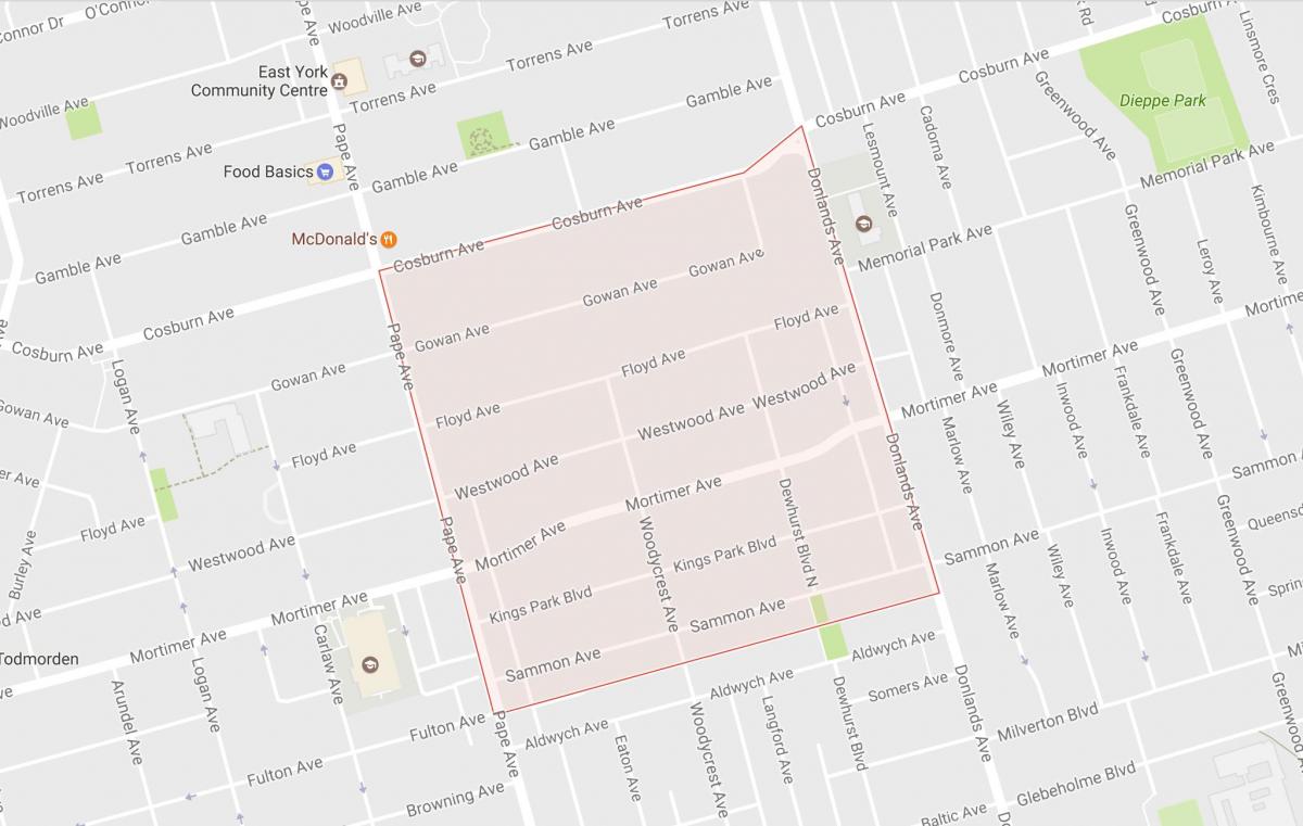 Mapa de Pape de Poble al barri de Toronto