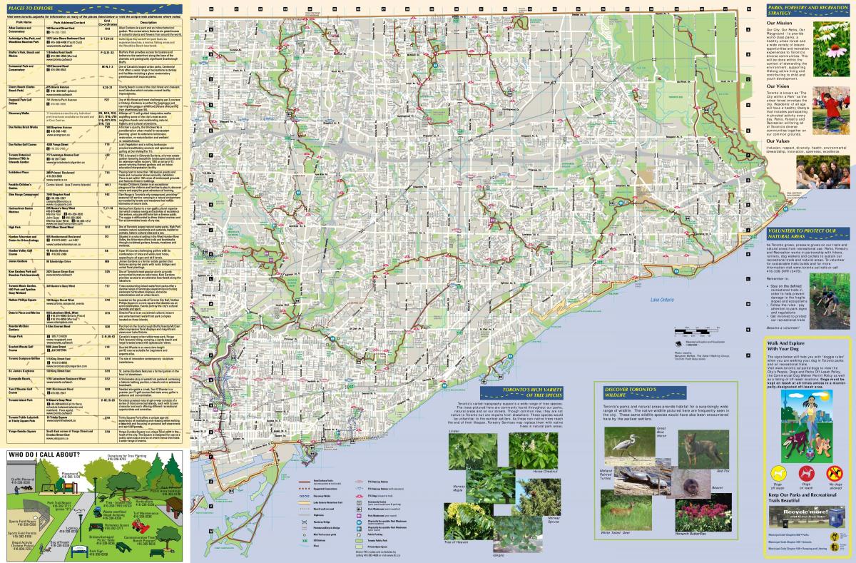 Mapa de parcs i senders per caminar Est de Toronto
