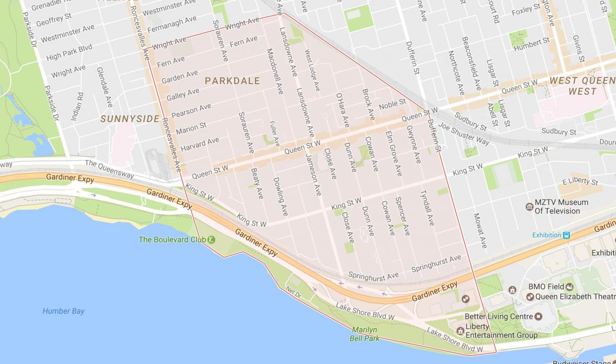 Mapa de Parkdale barri de Toronto