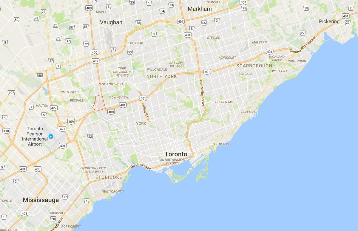Mapa de Pelmo Parc – Humberlea districte de Toronto