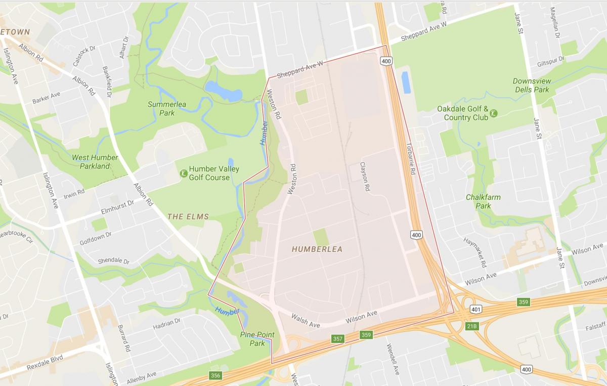 Mapa de Pelmo Parc – Humberlea barri de Toronto