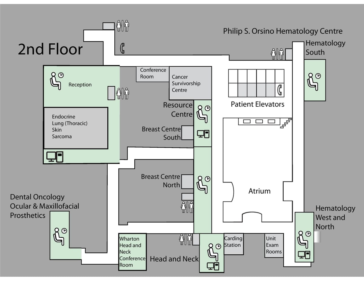 Mapa de la Princess Margaret Càncer de Centre de Toronto, 2a planta