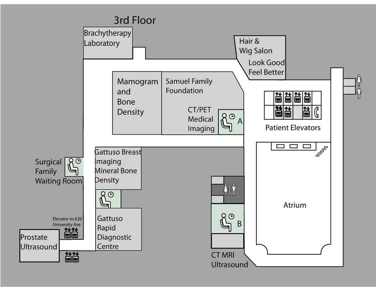 Mapa de la Princess Margaret Càncer de Centre de Toronto, 3a planta