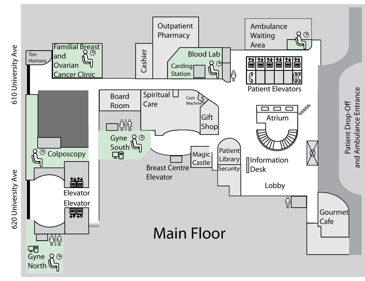 Mapa de la Princess Margaret Càncer de Centre de Toronto planta principal