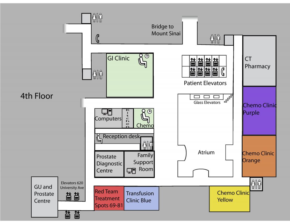 Mapa de la Princess Margaret Càncer de Centre de Toronto, 4ª planta