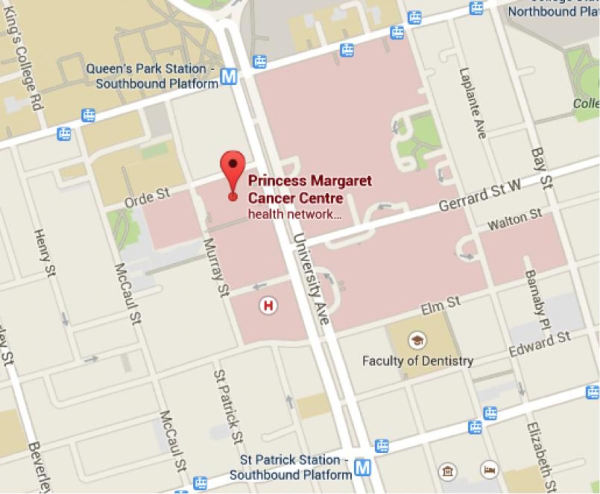 Mapa de la Princess Margaret Càncer del Centre de Toronto
