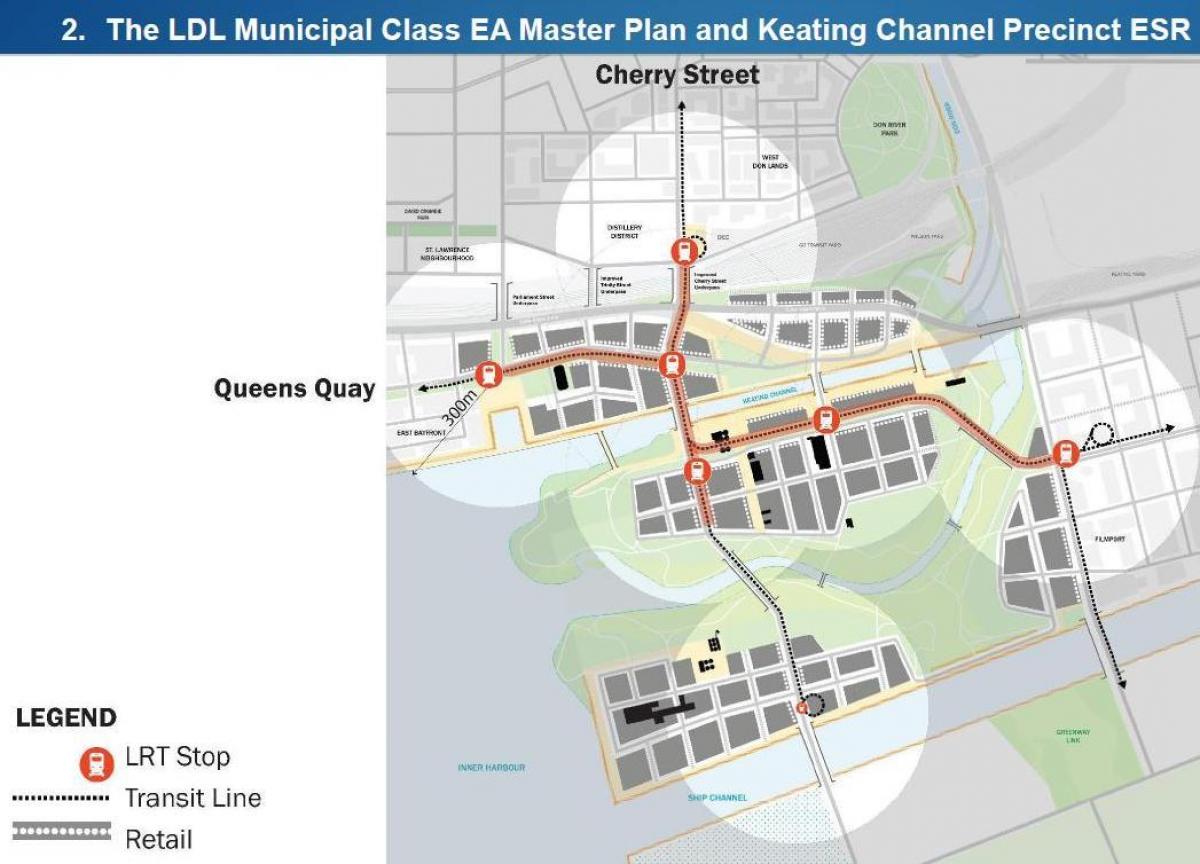 Mapa de Projectes de l'Est Costa Est Bayfront Toronto