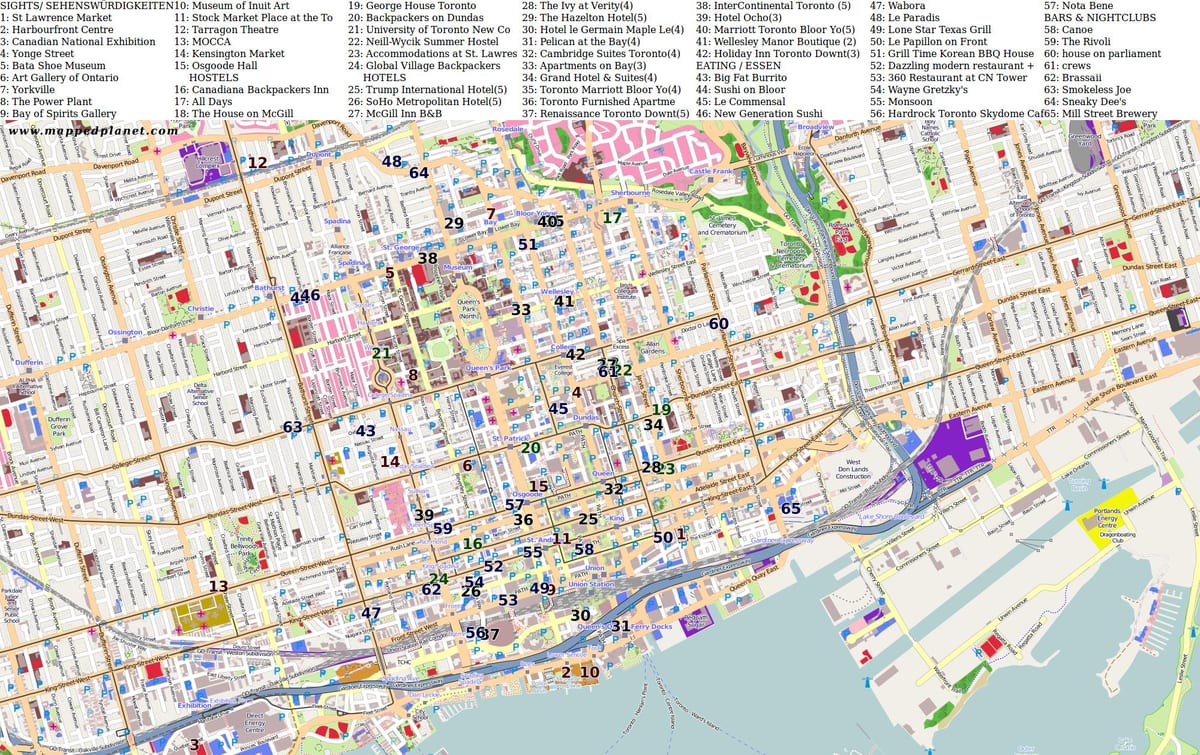 Mapa de punts d'interès de Toronto