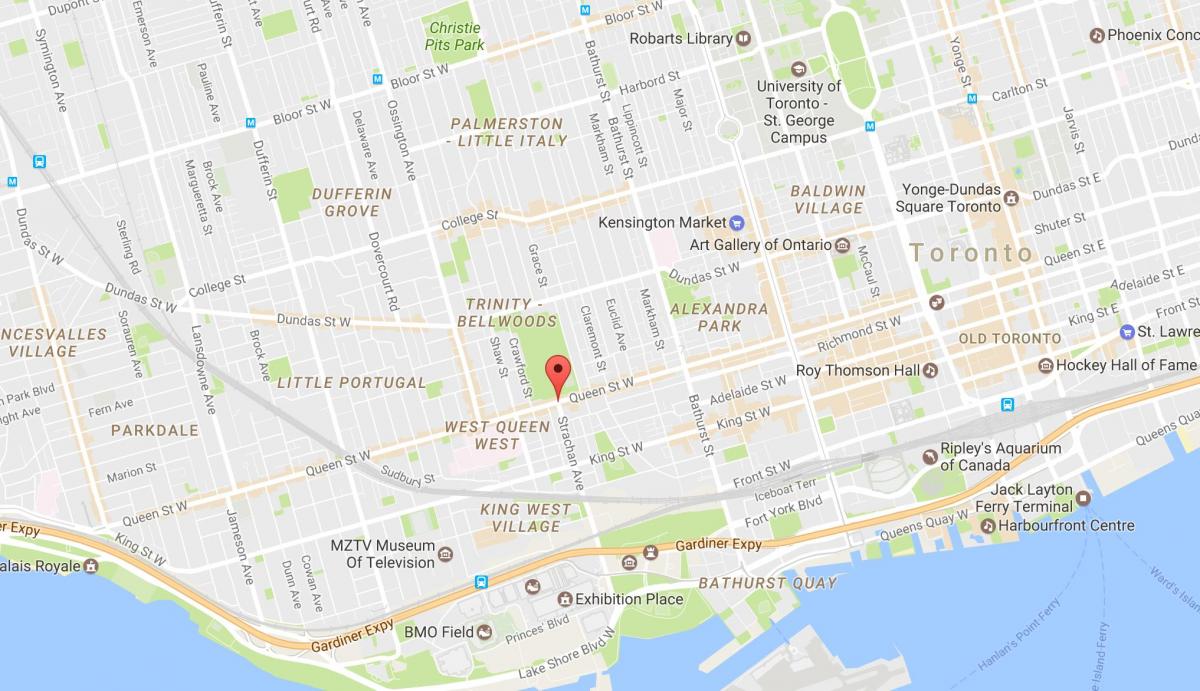 Mapa de Queen Street West barri de Toronto