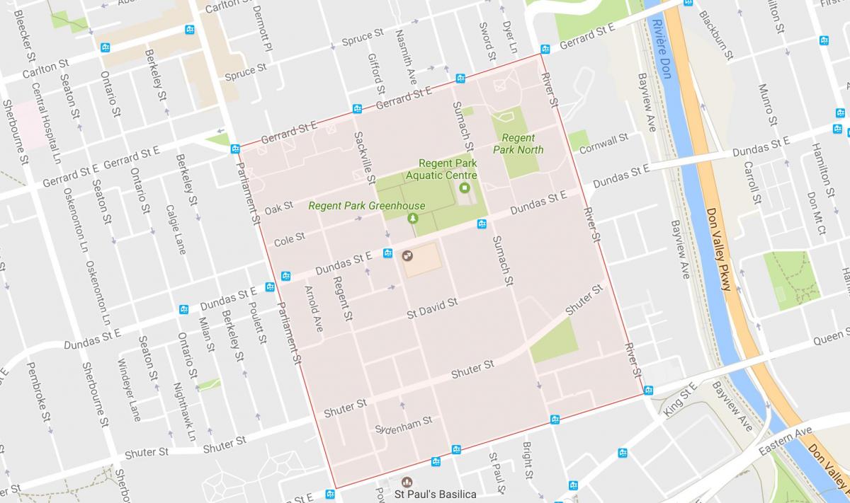 Mapa de Regent Park al barri de Toronto